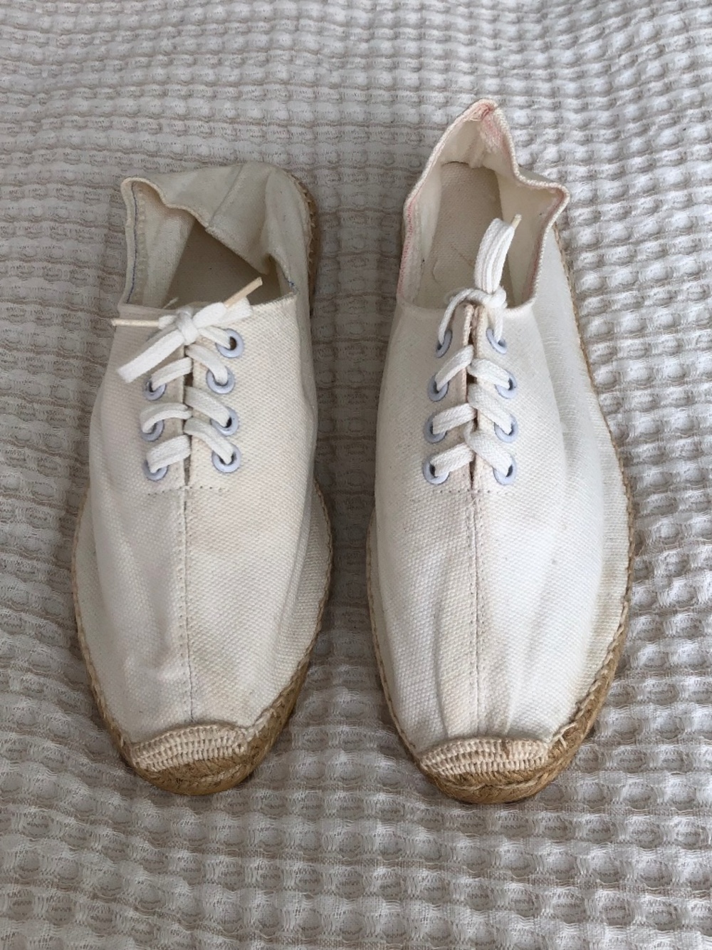 White Canvas Espadrilles Flat Size EU 36